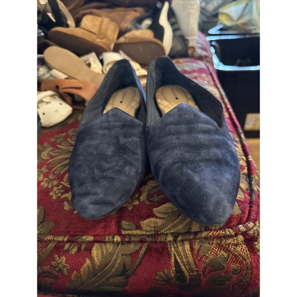 Birdies Size 7.5 The Starling Velvet Slip on Loafer Shoes in Blue - Picture 1 of 6